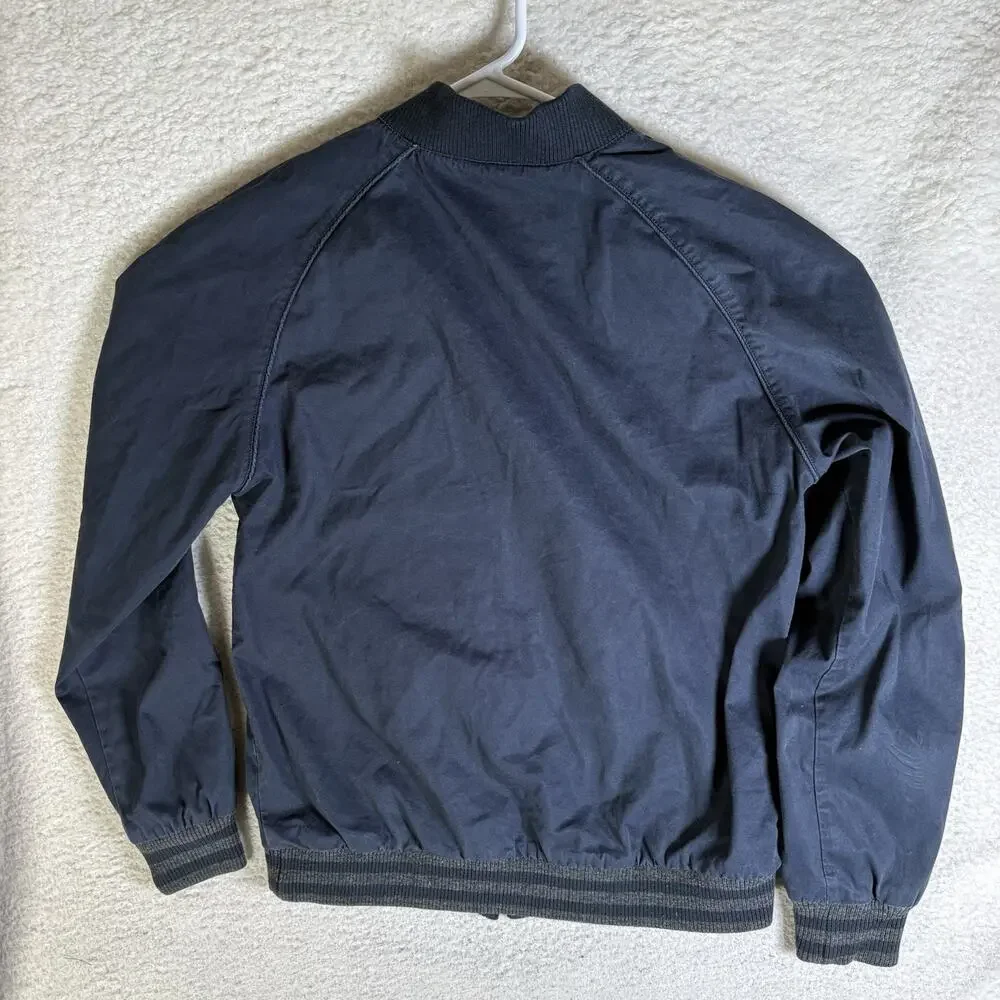 Vintage Old Navy Bomber Jacket Mens Small Blue Varsity Mesh Lined Band Collar